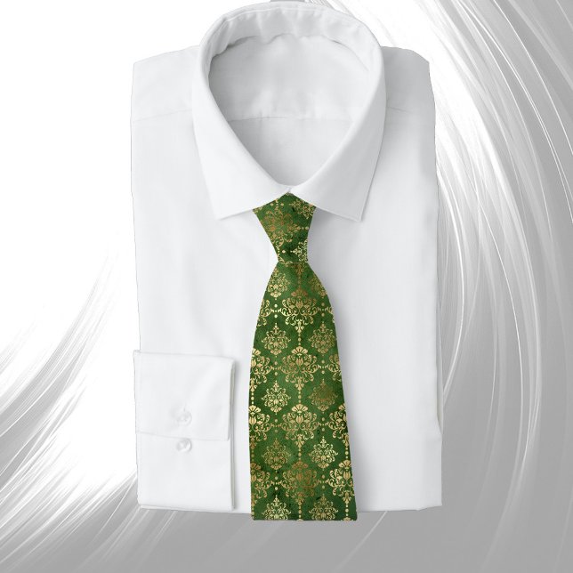 Glam Green Gold Pattern  Tie (Creator Uploaded)