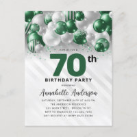 Glam Green Silver Balloon Glitter 70th Birthday