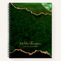 Glam Green Velvet Agate Geode Gold Script