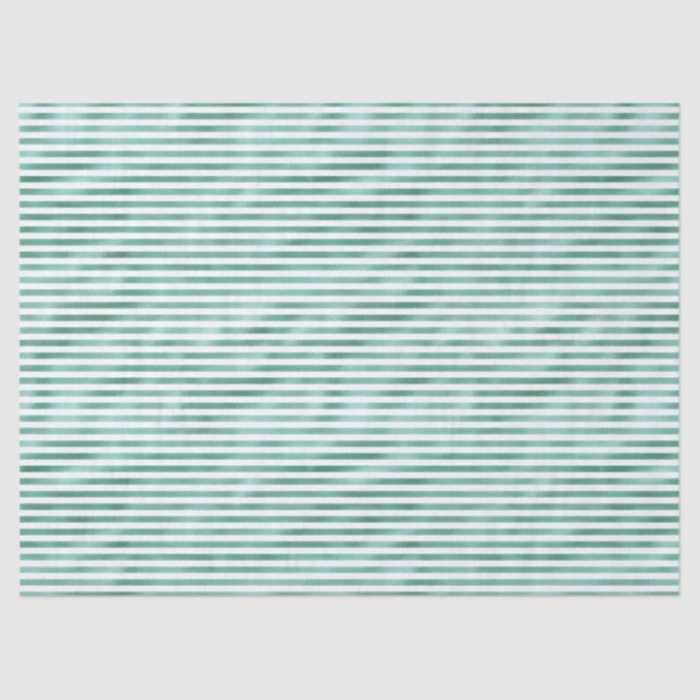 Glam Green White Stripes Tissue Paper (Front)