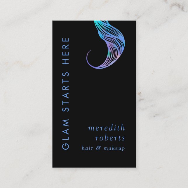 Glam Hair and Makeup Iridescent Opal Hair Curl Business Card (Front)