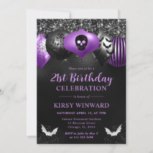 Glam Halloween Ornaments Birthday Invitation