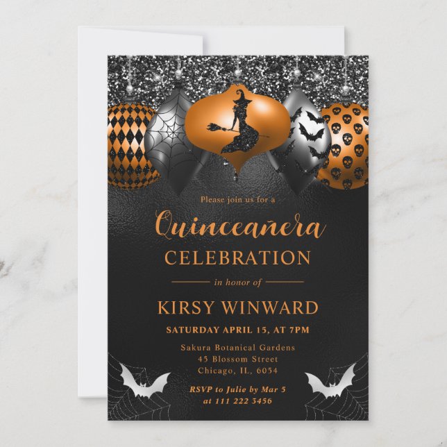 Glam Halloween Ornaments Quinceanera Invitation (Front)