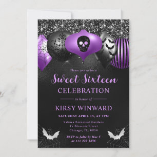 Glam Halloween Ornaments Sweet 16 Invitation