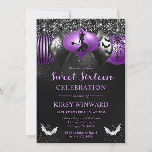 Glam Halloween Ornaments Sweet 16 Invitation