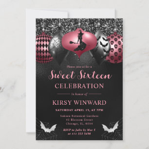 Glam Halloween Ornaments Sweet Sixteen Invitation