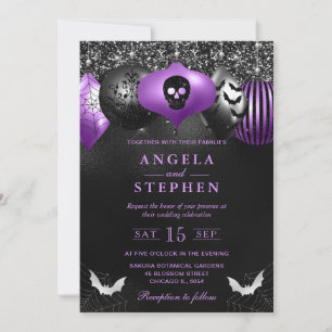 Glam Halloween Ornaments Wedding Invitation