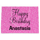Glam Happy Birthday Hot Pink Glitter Sparkle Name