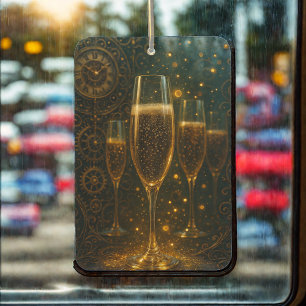 Glam Happy New Year Steampunk Champagne Car Air Freshener