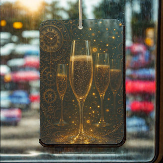 Glam Happy New Year Steampunk Champagne  Car Air Freshener