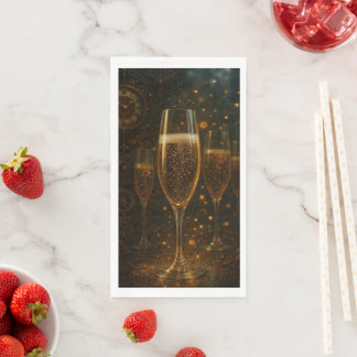Glam Happy New Year Steampunk Champagne  Napkin