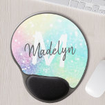 Glam Holographic Glitter Colourful Pretty Pattern Gel Mouse Pad<br><div class="desc">Easily personalise this pretty colourful holographic pastel glitter bokeh background with your custom monogram and/or name.</div>