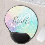 Glam Holographic Glitter Colourful Pretty Pattern Gel Mouse Pad<br><div class="desc">Easily personalise this pretty colourful holographic pastel glitter bokeh background with your custom monogram and/or name.</div>