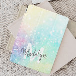 Glam Holographic Glitter Colourful Pretty Pattern iPad Air Cover<br><div class="desc">Easily personalise this pretty colourful holographic pastel glitter bokeh background with your custom monogram and/or name.</div>