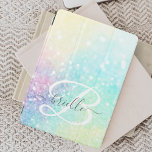 Glam Holographic Glitter Colourful Pretty Pattern iPad Pro Cover<br><div class="desc">Easily personalise this pretty colourful holographic pastel glitter bokeh background with your custom monogram and/or name.</div>