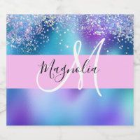 Glam Holographic Mermaid Glitter Sparkle Monogram