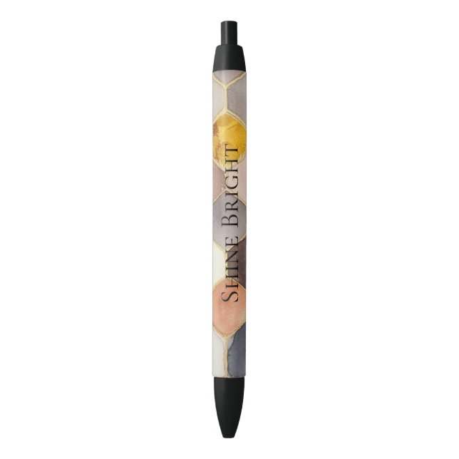 Glam Honey Comb Blush Champagne Abstract Black Ink Pen (Front Vertical)