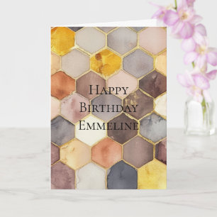 Glam Honey Comb Blush Champagne Abstract Card