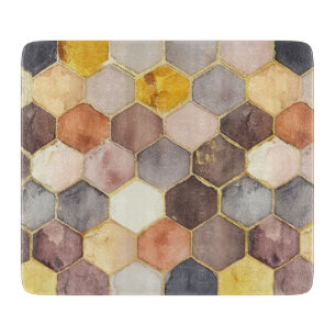 Glam Honey Comb Blush Champagne Abstract Cutting Board