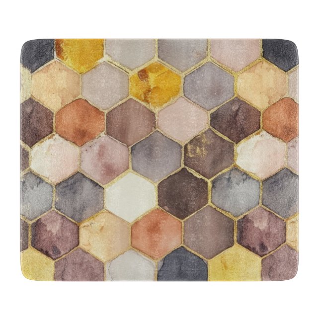 Glam Honey Comb Blush Champagne Abstract Cutting Board (Front)