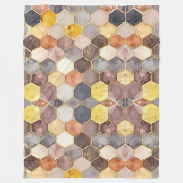 Glam Honey Comb Blush Champagne Abstract Fleece Blanket (Front)