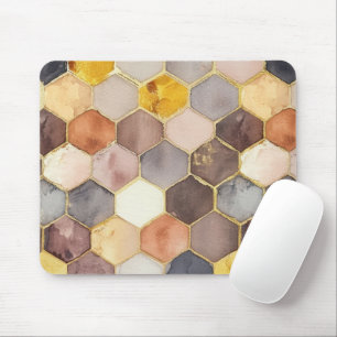 Glam Honey Comb Blush Champagne Abstract Mouse Pad