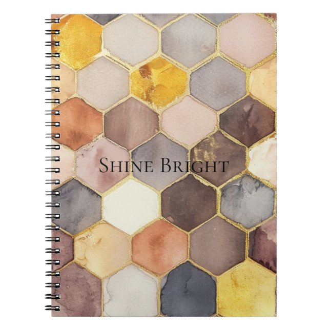 Glam Honey Comb Blush Champagne Abstract Notebook (Front)