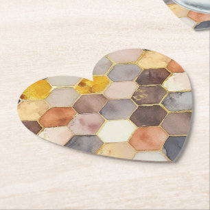 Glam Honey Comb Blush Champagne Abstract Paper Coaster