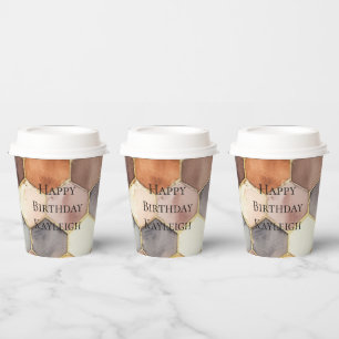 Glam Honey Comb Blush Champagne Abstract Paper Cups