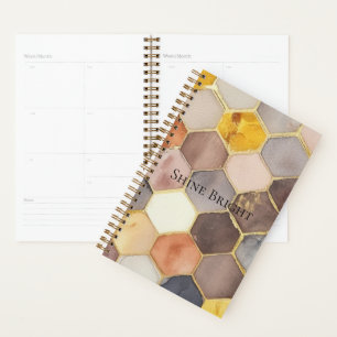 Glam Honey Comb Blush Champagne Abstract Planner