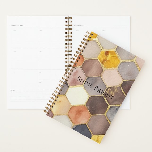 Glam Honey Comb Blush Champagne Abstract Planner (Display)