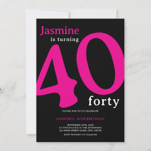 Glam Hot Pink Black Chic Turning 30 Birthday  Invitation
