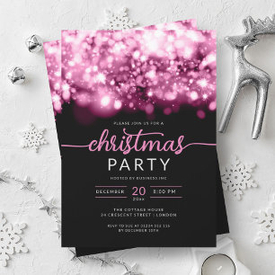 Glam Hot Pink Winter Sparkling Company Xmas Party  Invitation