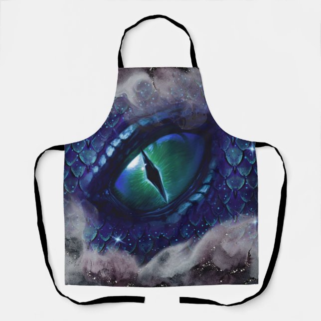 Glam Ink Gothic Blue Mediaeval Dragon Apron (Front)