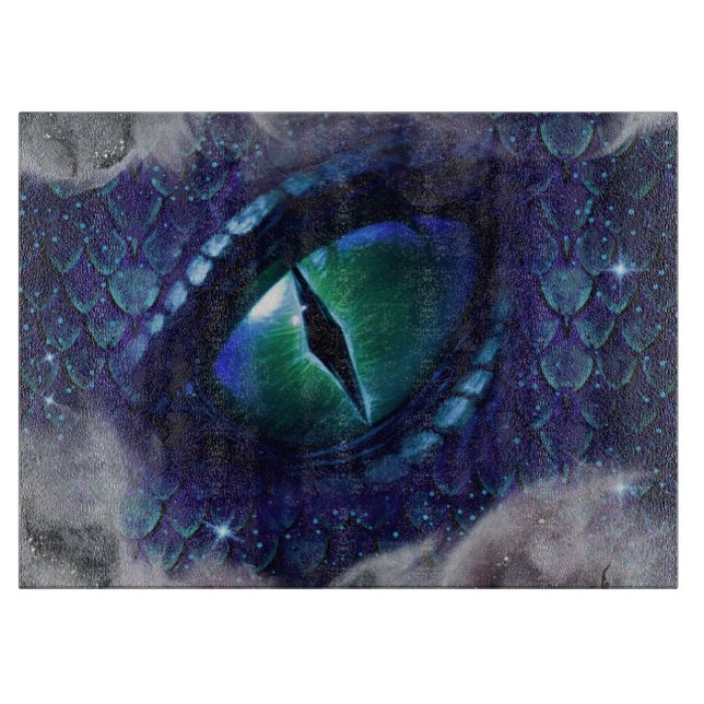 Glam Ink Gothic Blue Mediaeval Dragon Cutting Board (Front)