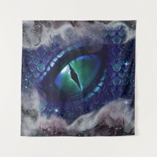 Glam Ink Gothic Blue Mediaeval Dragon Tapestry