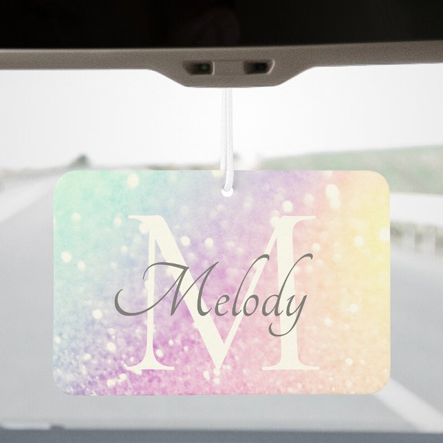 Glam Iridescent Glitter Personalised Colourful Car Air Freshener (Creator Uploaded)