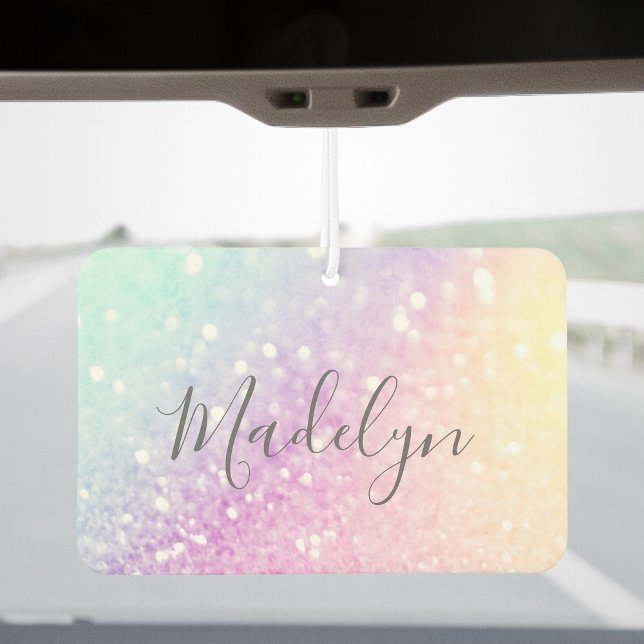 Glam Iridescent Glitter Personalised Colourful Car Air Freshener (Creator Uploaded)