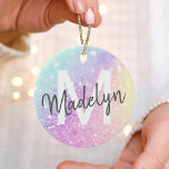 Glam Iridescent Glitter Personalised Colourful Ceramic Ornament<br><div class="desc">Easily personalise this elegant colourful bokeh glitter pattern with your custom name and/or monogram.</div>