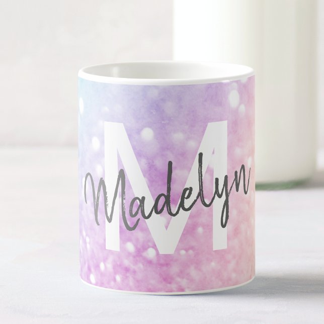 Glam Iridescent Glitter Personalised Colourful Coffee Mug (Creator Uploaded)
