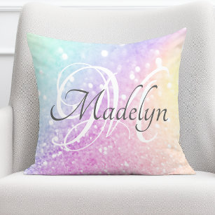 Glam Iridescent Glitter Personalised Colourful Cushion