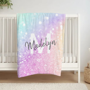 Glam Iridescent Glitter Personalised Colourful Fleece Blanket