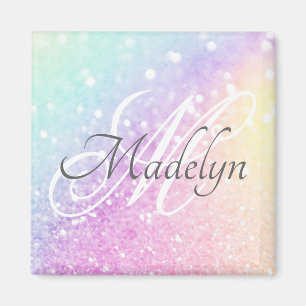 Glam Iridescent Glitter Personalised Colourful Magnet