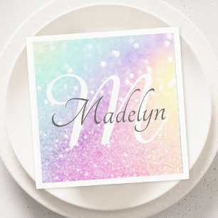 Glam Iridescent Glitter Personalised Colourful Napkin
