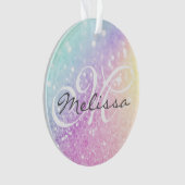 Glam Iridescent Glitter Personalised Colourful Ornament (Front)