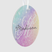 Glam Iridescent Glitter Personalised Colourful Ornament (Front)
