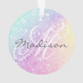 Glam Iridescent Glitter Personalised Colourful Ornament (Back)