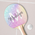 Glam Iridescent Glitter Personalised Colourful Ping Pong Paddle<br><div class="desc">Easily personalise this elegant colourful bokeh faux glitter pattern with your custom name and/or monogram.</div>
