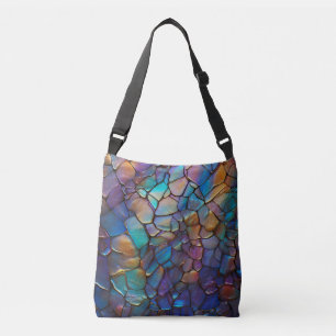 Glam Iridescent Opal Gemstone Stained Glass   Crossbody Bag