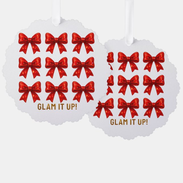 Glam It Up — Bold Bow Pattern Energy ✨ Tree Decoration Card (Front/Back)